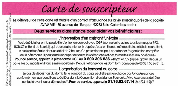 Fournie par un assureur, une carte souscripteur qui oriente vers le groupe OGF. Détournement de clientèle ?