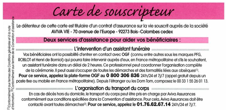 Fournie par un assureur, une carte souscripteur qui oriente vers le groupe OGF. Dtournement de clientle ?